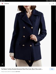Ted Baker - 100% Wool Pea Coat - Navy - UK 8 - BNWT RRP 310