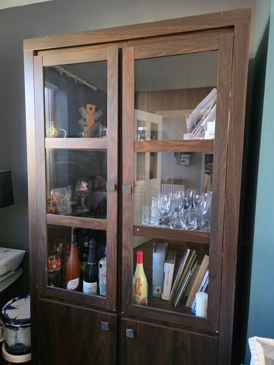 Dark wood glass cabinet