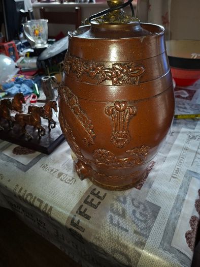 Rare 19th Century English Salt-Glazed Stoneware Brandy 2 Gallon Barrel, Postage Available or collection.