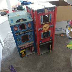 Wooden fire house toy