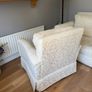 Cream and white floral armchair Image 9