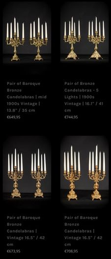 Pair of French Brass Candlelabras