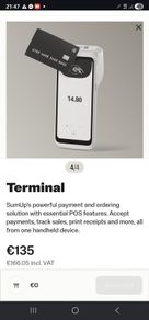 sumup card reader for sny business barber mecanic take oway