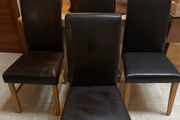4 x Brown Leather Kitchen Dining Chairs - Can Deliver