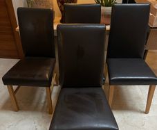 4 x Brown Leather Kitchen Dining Chairs - Can Deliver