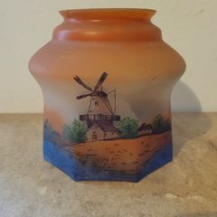 1930s handpainted opaline light shade