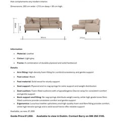 Alfredo light grey leather corner chaise sofa