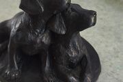 Small Cold Cast Bronze Sculpture Of Two Labrador Pups