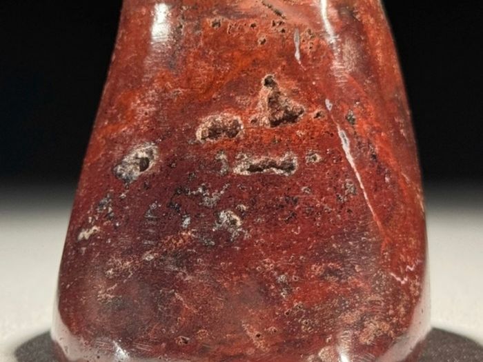 3 Hand-Carved Red Jasper Mushroom Sculptures - Natural Stone