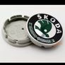 4x 56mm Skoda Oem Style Centre Caps Green/black/chrome - Fabia Vrs Rs Octavia Vrs Rs Image 2