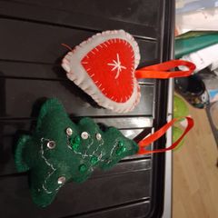 Handmade felt Christmas tree decorations - set of 3
