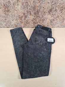 mens Siksilk jeans washed black bust knee riot denim Size Small W 30 L 34