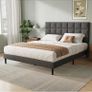 Double Bed Frame, Easy Assembly, Sturdy Wooden Slat Support, Upholstered Image 3