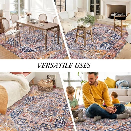 Rugs Living Room 160x230cm Non-Slip Washable Rug for Bedroom large Thin Low Profile Floor Carpet for Office Bathroom Dinning Room Playroom