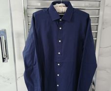 New T M LEWIN Navy Fitted Shirt Size 15.5