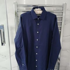 New T M LEWIN Navy Fitted Shirt Size 15.5