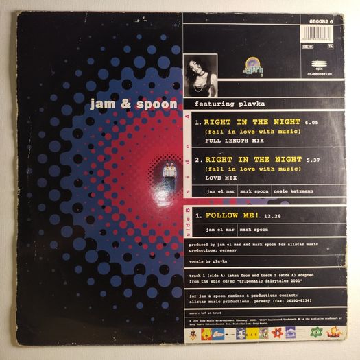 Jam and Spoon - Right In The Night - Epic Records - CLASSIC Trance BANGER!! '94 Pressing!