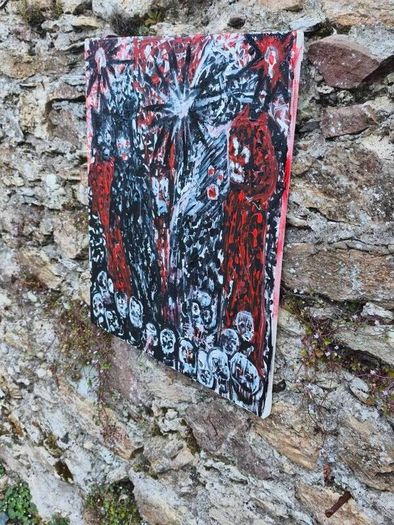 Original Acrylic Painting  Black Star  Handmade original artwork on canvas.