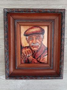 old man portrait on enamel signed by the artiste