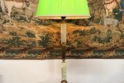 1950s Onyx and Brass Table Lamp with Green Shade