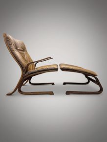 Iconic Vintage Norwegian Lounge Chair & Footstool