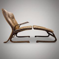 Iconic Vintage Norwegian Lounge Chair & Footstool