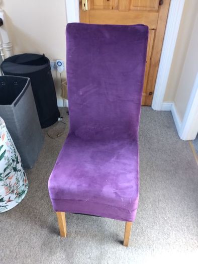 2 purple chair covers