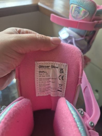 Glitter Light Up Glow Roller Skates Adjustable Size 13-2 as new