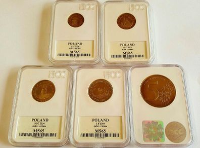 Coins.. Poland Pattern Proofs 2004 X 5 Coins
