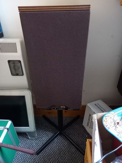 Pair of vintage KEF speakers on original stands
