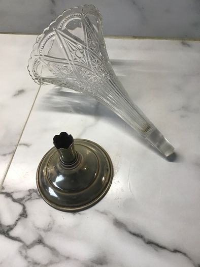 Unique Cone shaped 1950's Flower Vase on EPNS base
