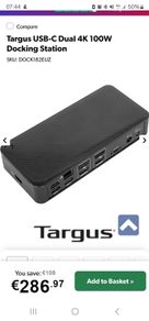 Targus USB-C Dual 4K USB-C 100W Docking Station