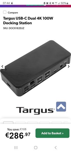 Brand-new Sealed Targus USB-C Dual 4K USB-C 100W Docking Station
