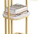 Side Table  faux marble with Golden Metal Frame