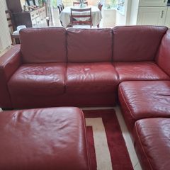 Red leather corner suite