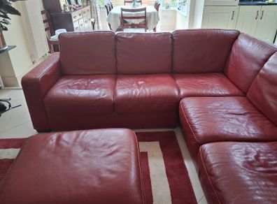 Red leather corner suite