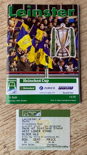 2004 Heineken Cup Leinster v Bath Programme & Ticket