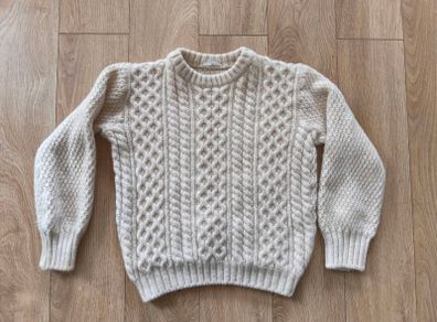 Arran crafts cream beige wool jumper sweater S