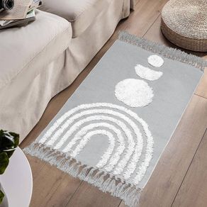 MULTIPLE SIZES AVAILABLE Boho Small Rug 60x90cm Washable Cotton Rug, Grey Cute Rainbow Hand Woven Tufted Rugs With Tassels, Low Pile Carpet For Kitchen Bathroom Living Room Bedroom Hallway Nursery Indoor Doormat