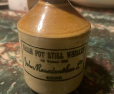 Rare Irish whiskey stoneware bottle free postage