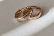 14k / ct Gold Earrings, two tone gold