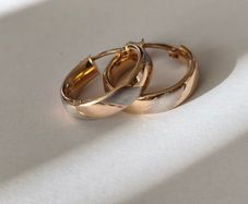 14k / ct Gold Earrings, two tone gold