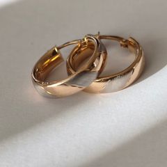 14k / ct Gold Earrings, two tone gold