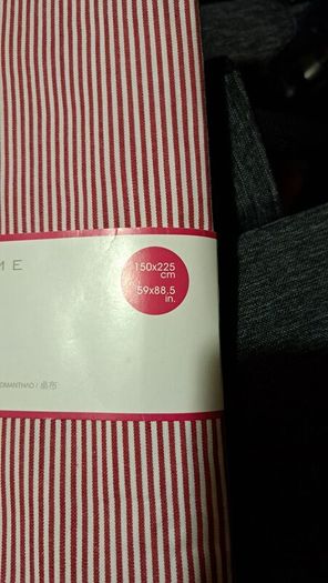 Cotton red & white stripe table cloth & napkins