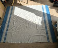 wool blanket Foxford 100% Pure New Wool Blanket Throw Blue Cream Striped Made in Ireland 180 220cm