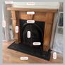 Classic Fireplace Set Wooden Surround Metal Panel Hearth Image 3