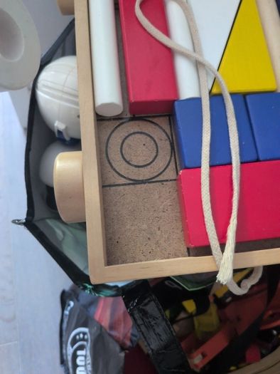 IKEA MULA wooden building blocks and pull wagon
