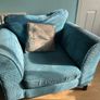 Blue 2 seater couch , single couch and footstool Image 3