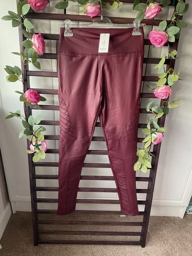 leggings Bnwt burgundy fake leather biker style leggings m/l