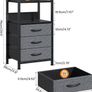 Bedside Table with 3 Fabric Drawers and Open Shelf, Nightstand for Bedroom, Living Room, Small Spaces Metal Frame & Wooden Top, Compact Sofa End Table with Storage for Home Co Decor, Deep Grey Image 2